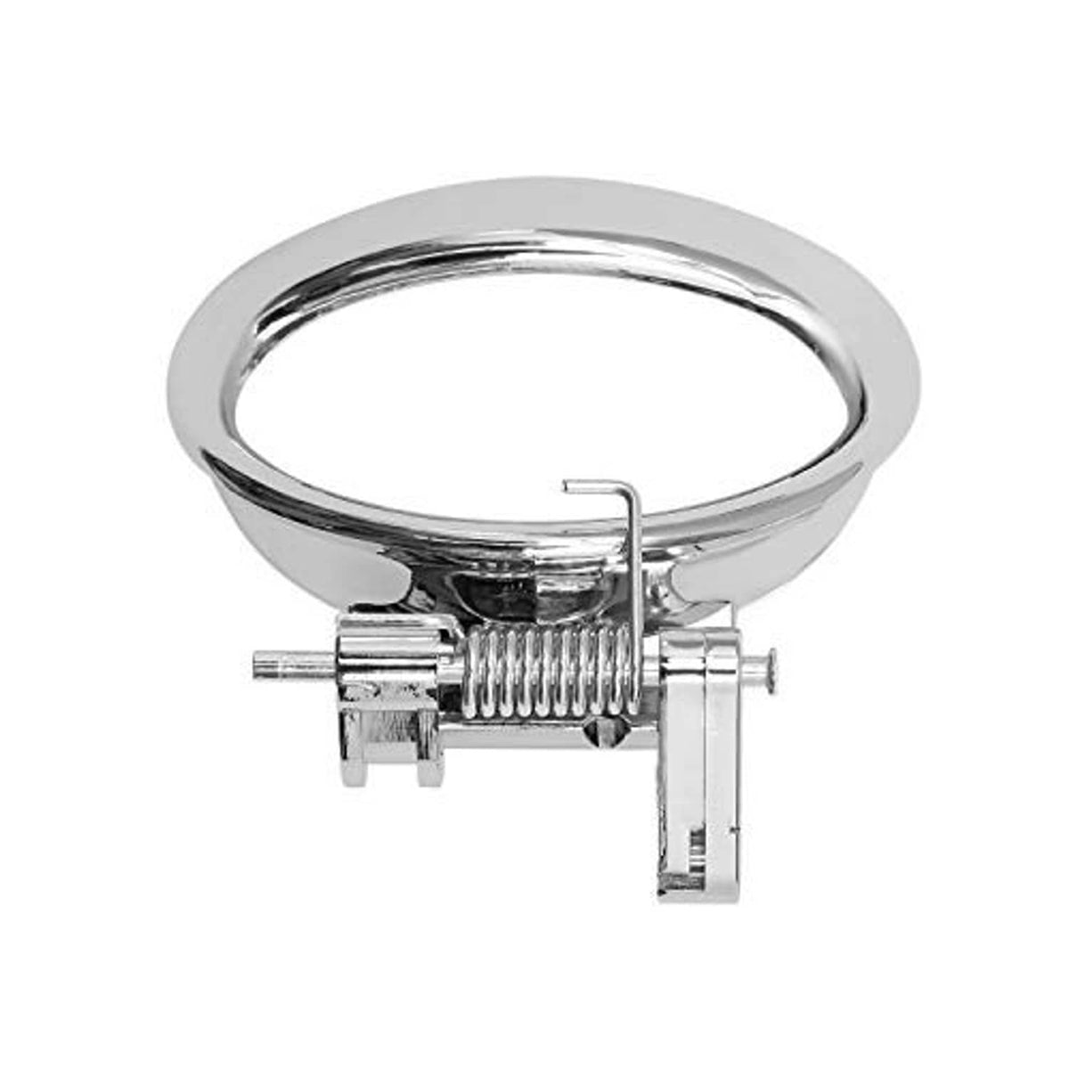Chrome interior door handle with oval bezel, spring latch and mounting bracket
