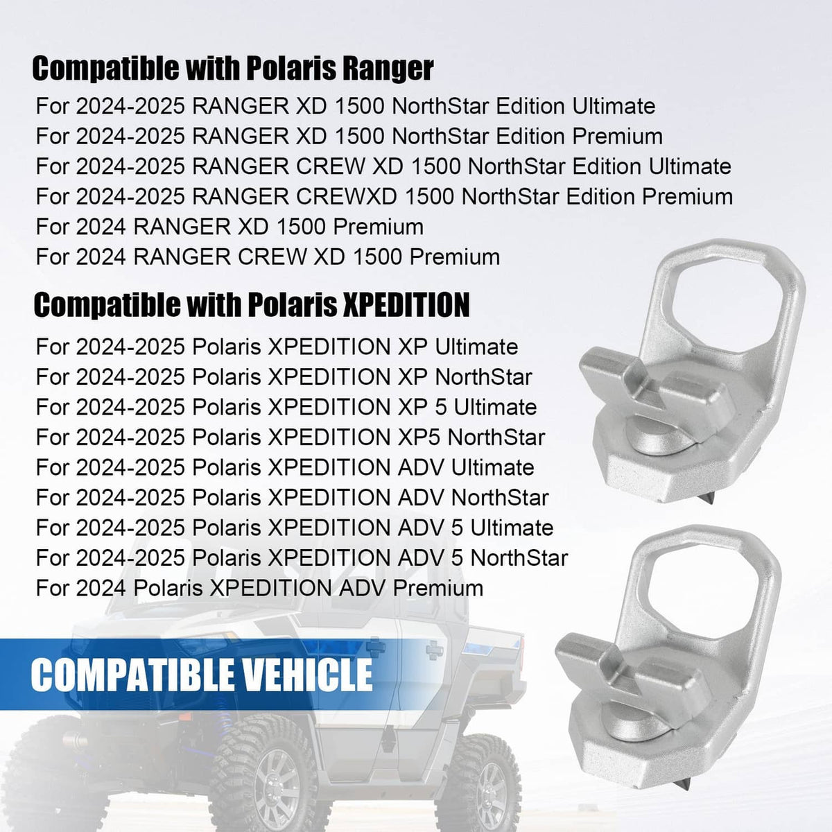 Silver Lock And Ride Max D-Rings, pair of lockable tie-down brackets
