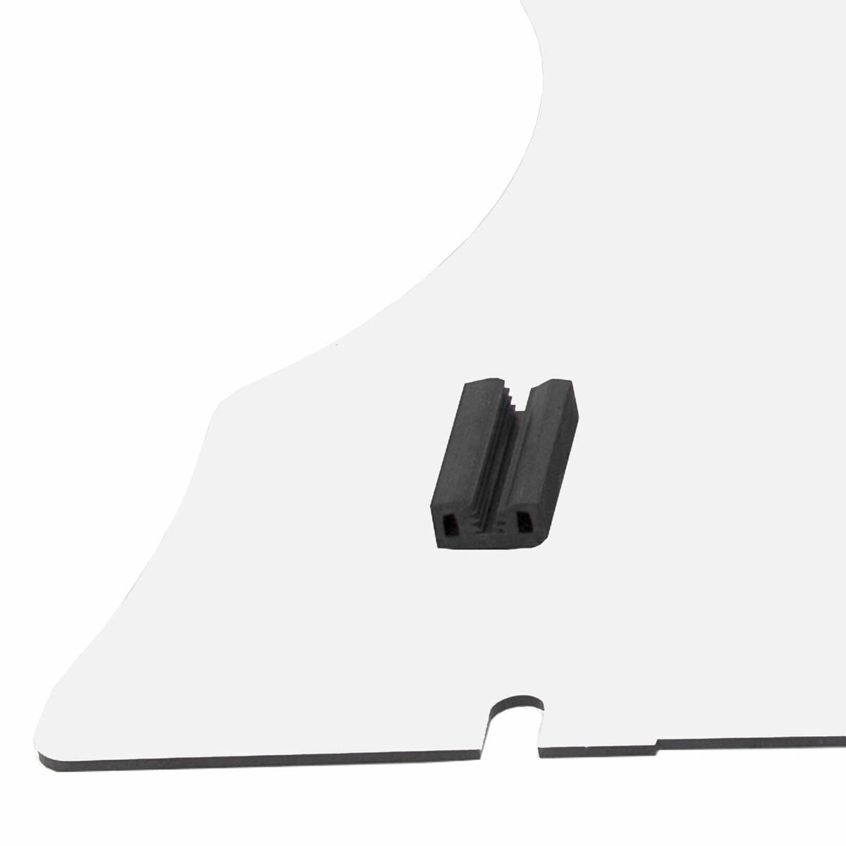 Black mounting grommets and bracket detail for foldable clear golf cart windshield