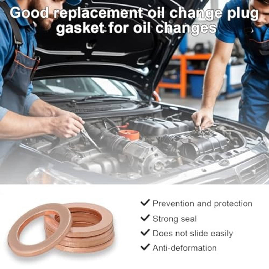 Copper oil drain plug gasket washers, 10 pcs, flat crush seal rings