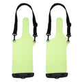Green waterproof PVC walkie talkie case with black lanyard straps and top handle loop