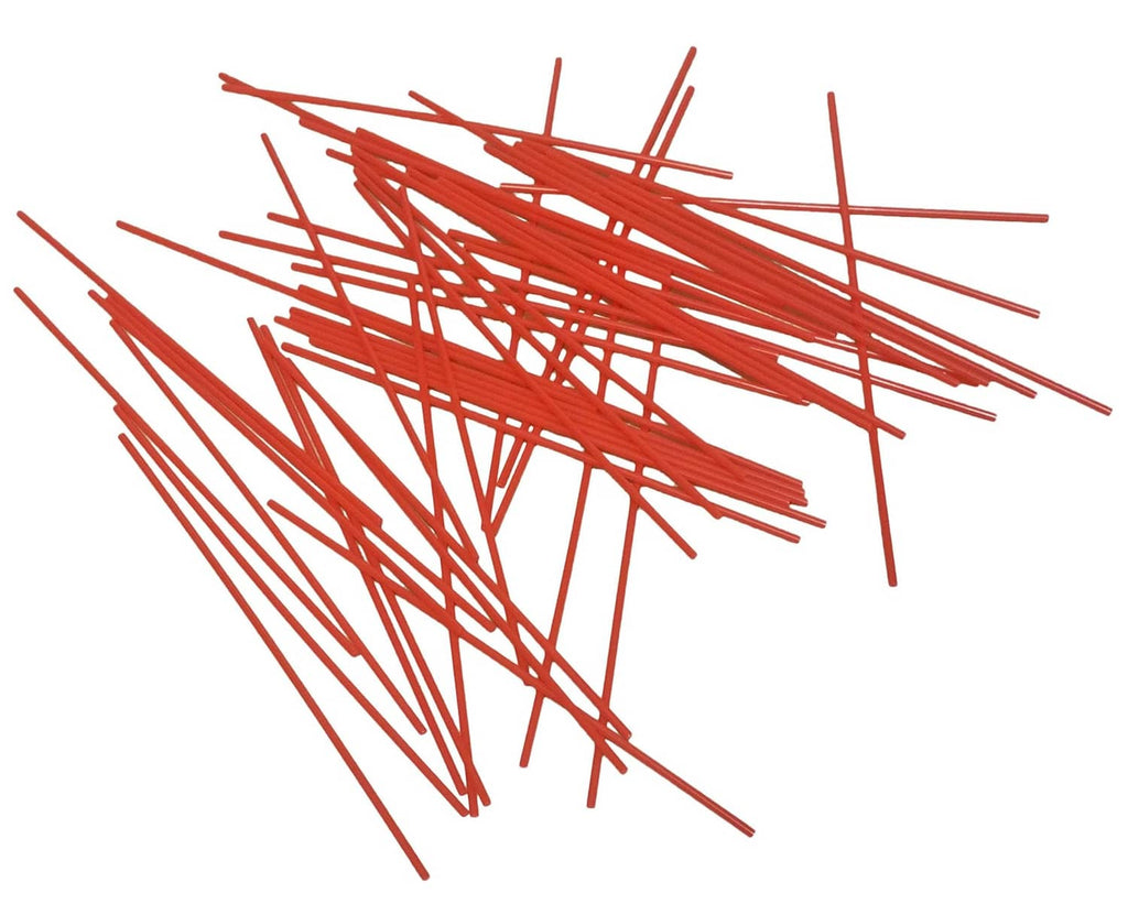 Red plastic straw extension sticks, scattered
