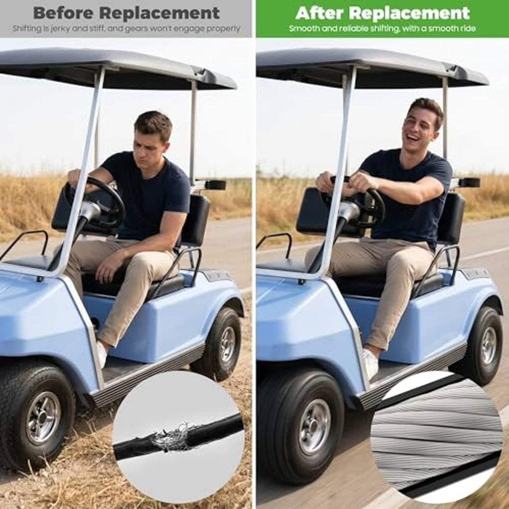 Shift cable replacement shown before and after for smoother shifting