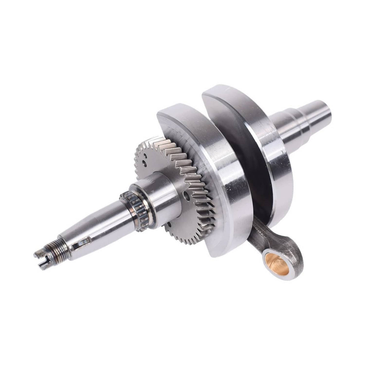 Metal crankshaft with gear teeth and journal pin for ATV engine replacement