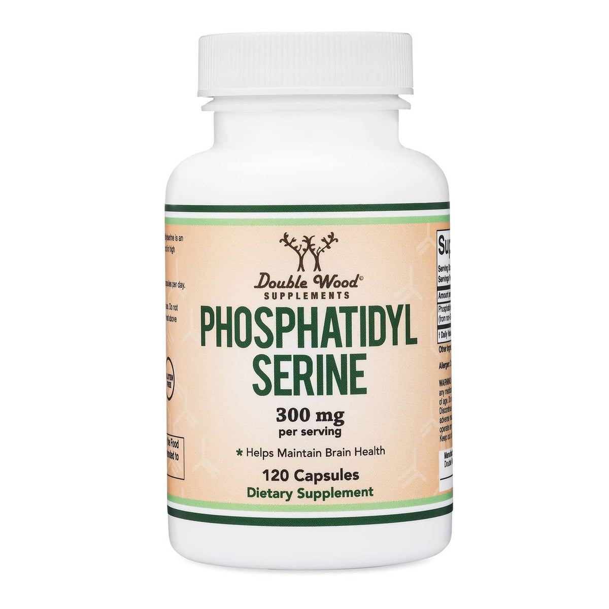 Phosphatidylserine 300 mg per serving bottle, 120 capsules, Double Wood Supplements