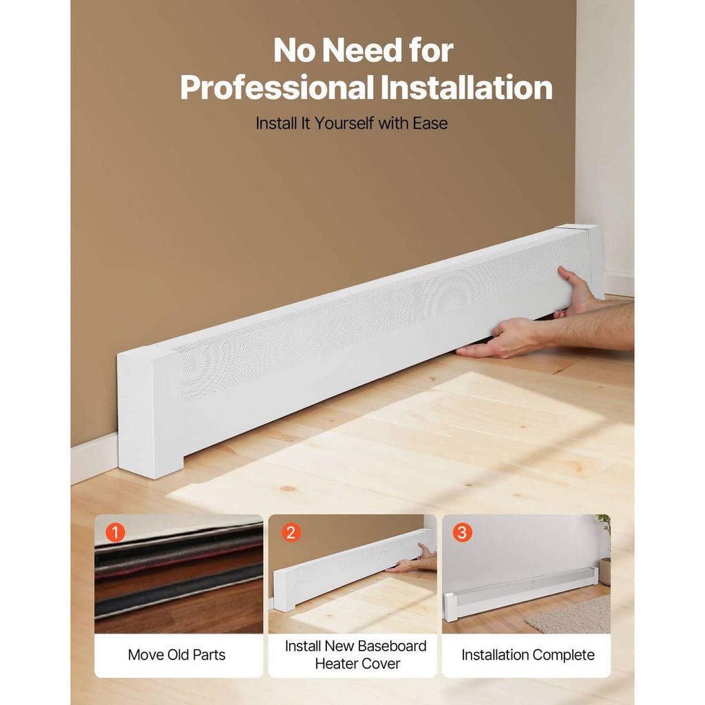 White baseboard heater cover for easy DIY installation