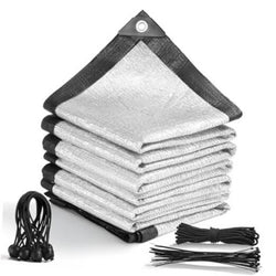 Silver aluminet shade cloth bundle with black trim and tie rope set
