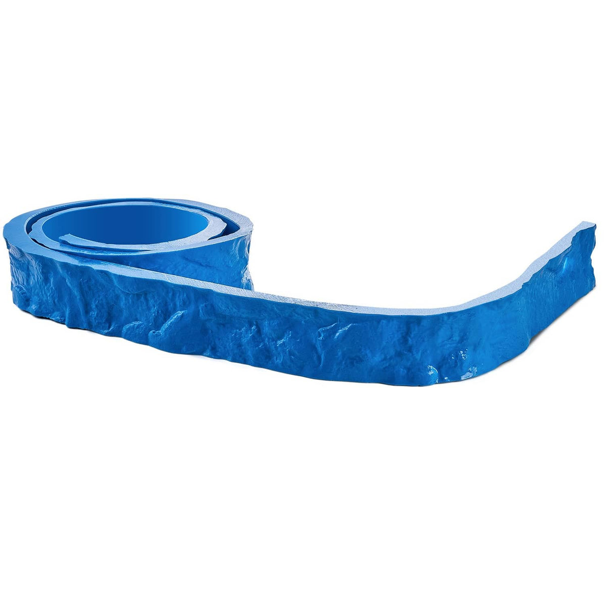 Blue polyurethane curved rectangular stamp edge liner strip, stone-texture style
