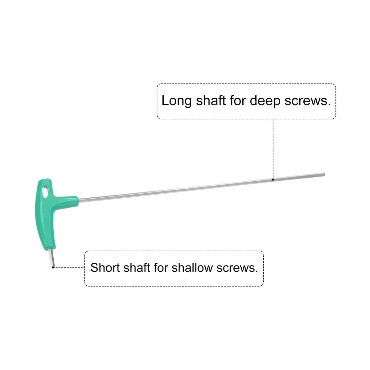 T-handle hex key wrench with long and short shafts for different screw depths