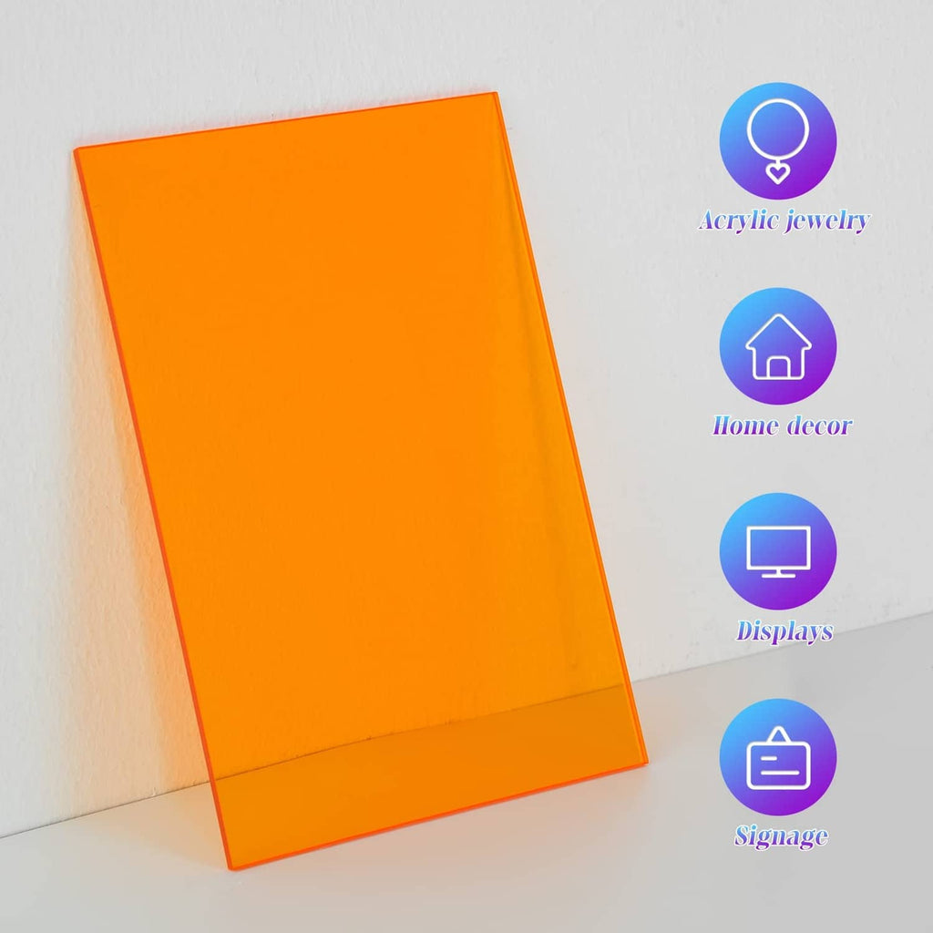 Orange translucent acrylic sheet panel, rectangular