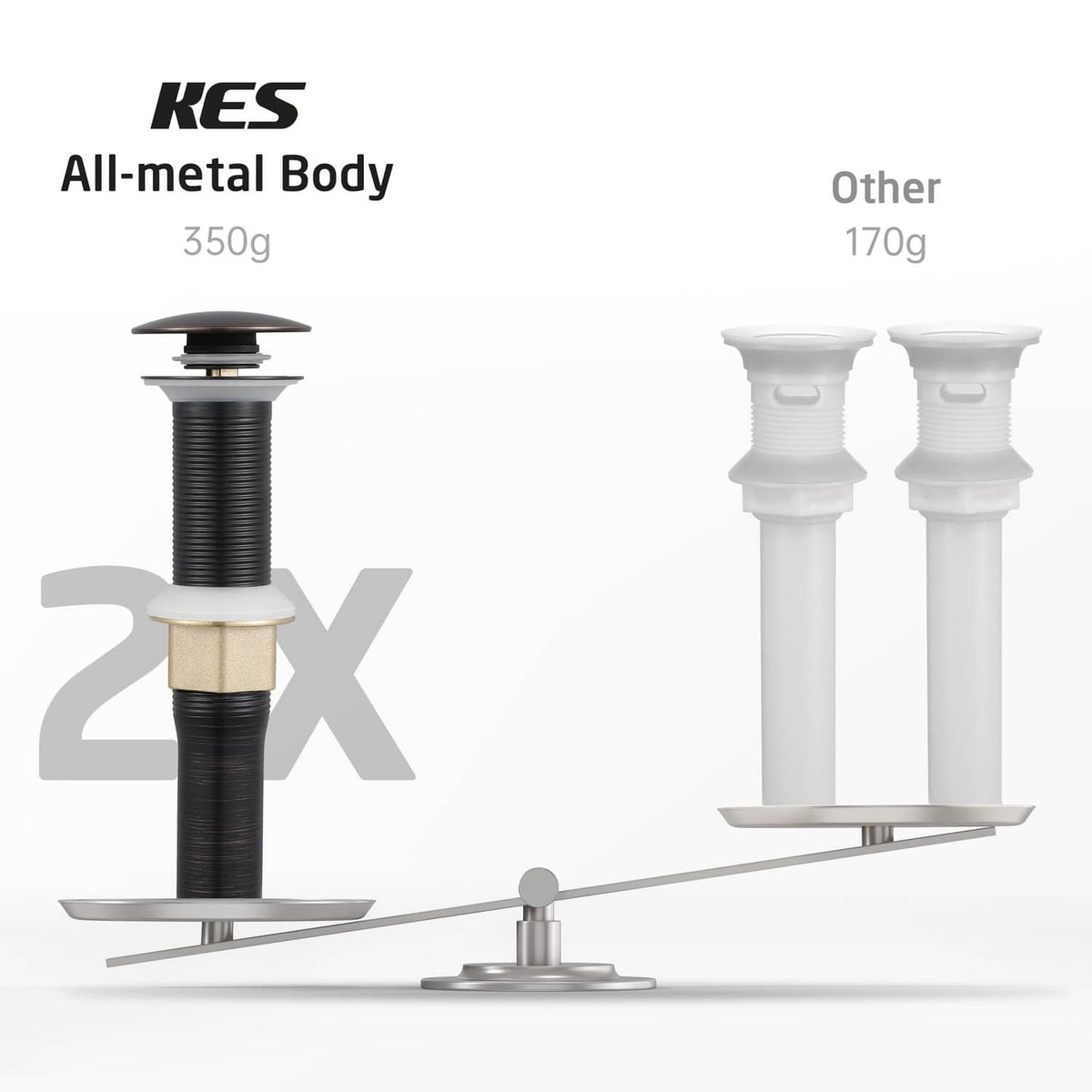 KES all-metal bathroom sink drain pop-up with oil-rubbed bronze finish