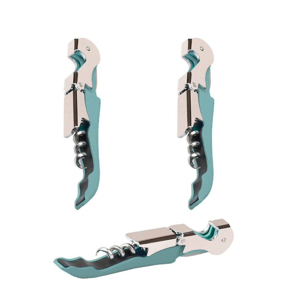 Cyan waiter corkscrew bottle opener set of two, stainless metal spiral and handle