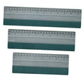 Large vinyl squeegee tool with felt edge, gray handle and built-in ruler.