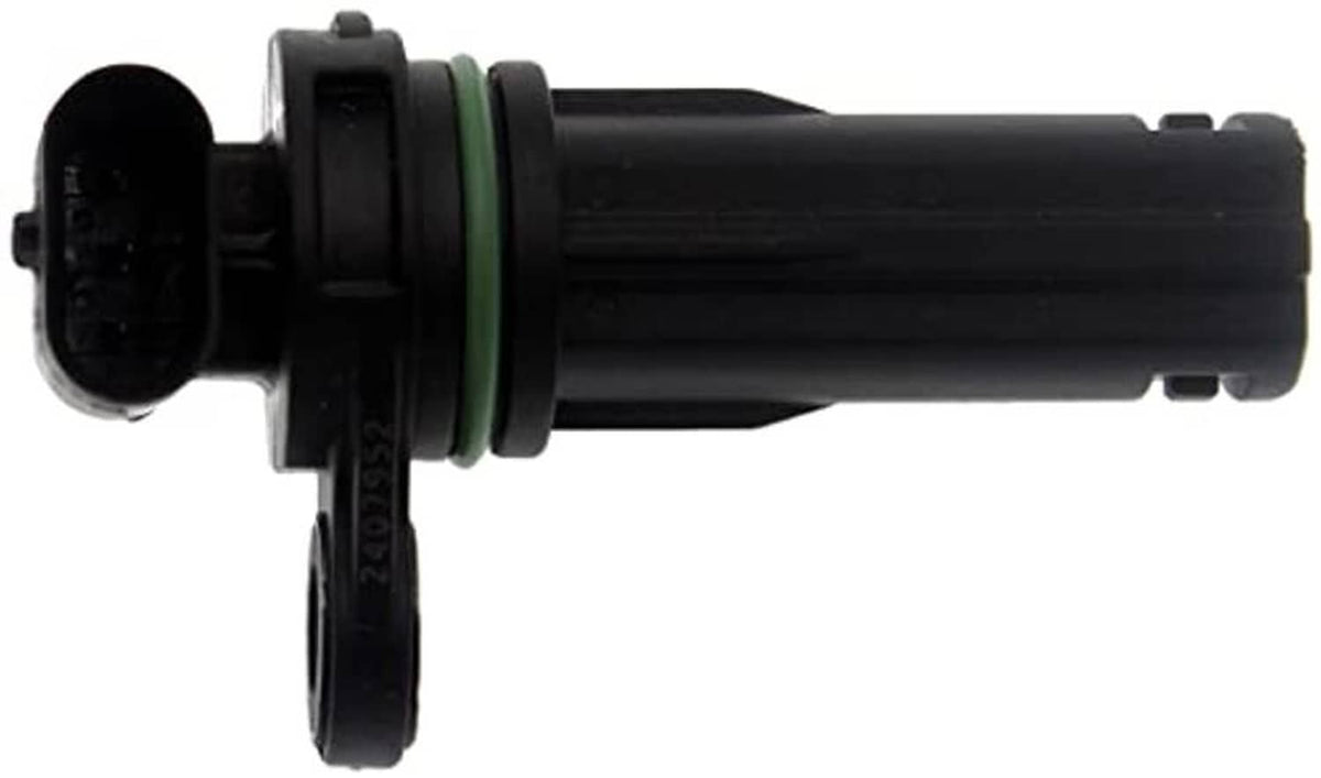 Black engine crankshaft position sensor with green seal ring and circular mounting tab
