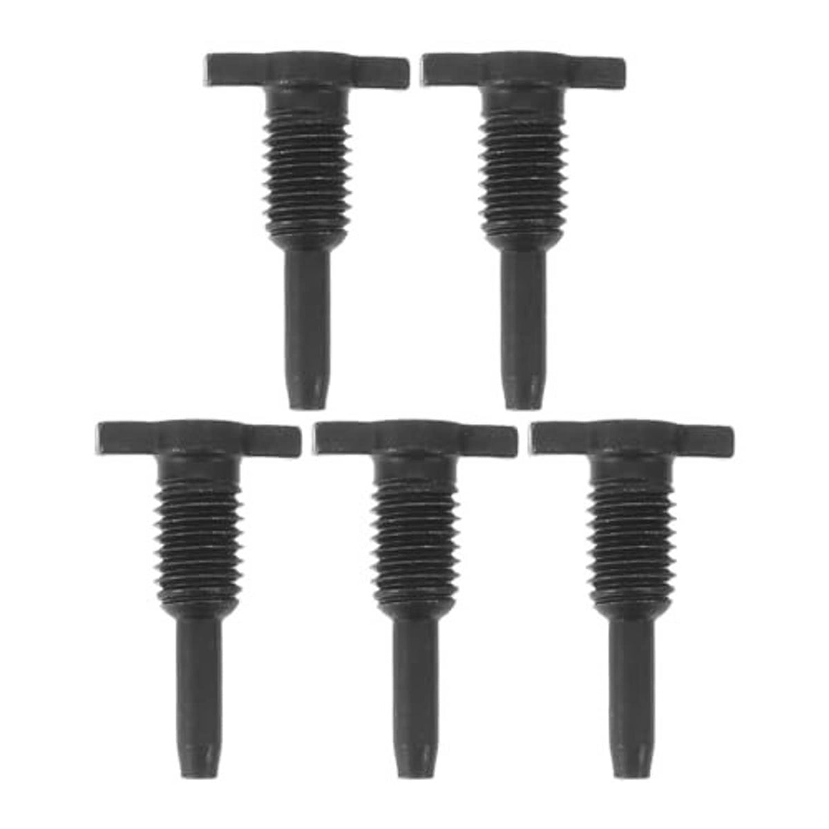 Black threaded oil release valve with wide head and short stem, 4-pack
