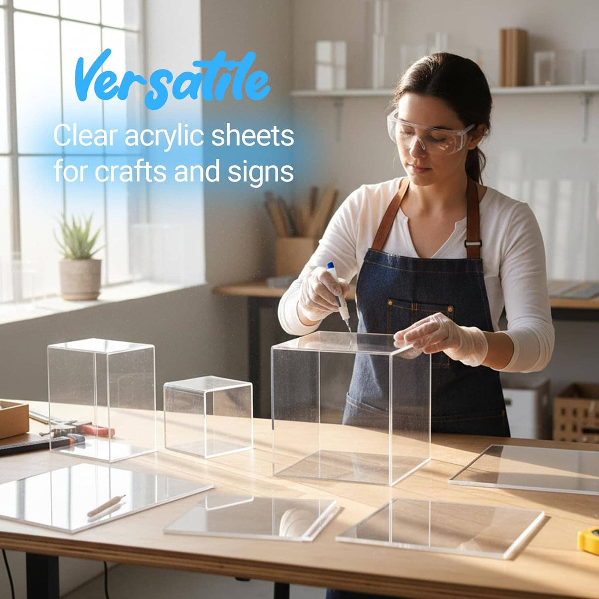 Clear acrylic sheets for crafts and signs, used in transparent boxes