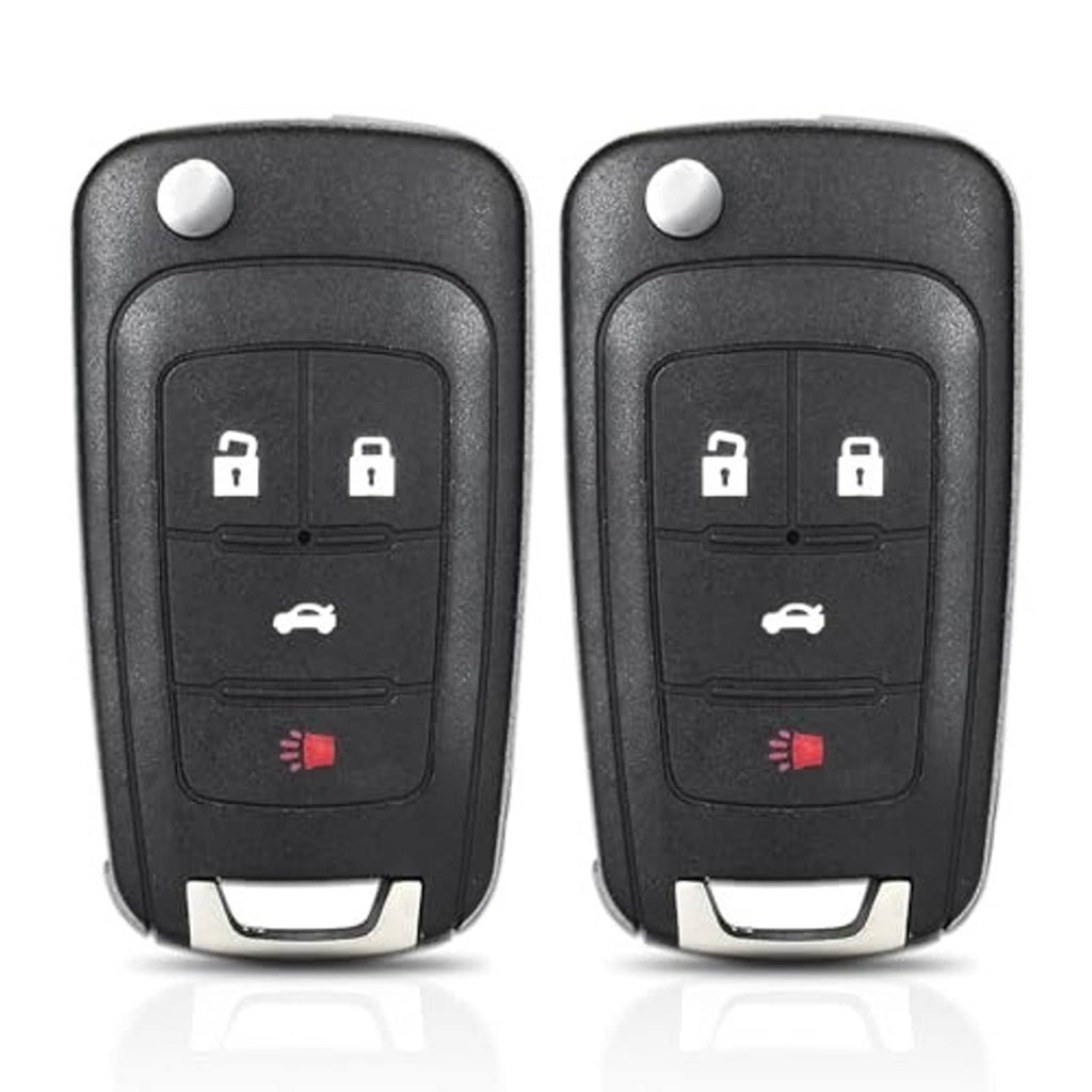 Two black key fob remotes front view, showing lock/unlock and trunk icons