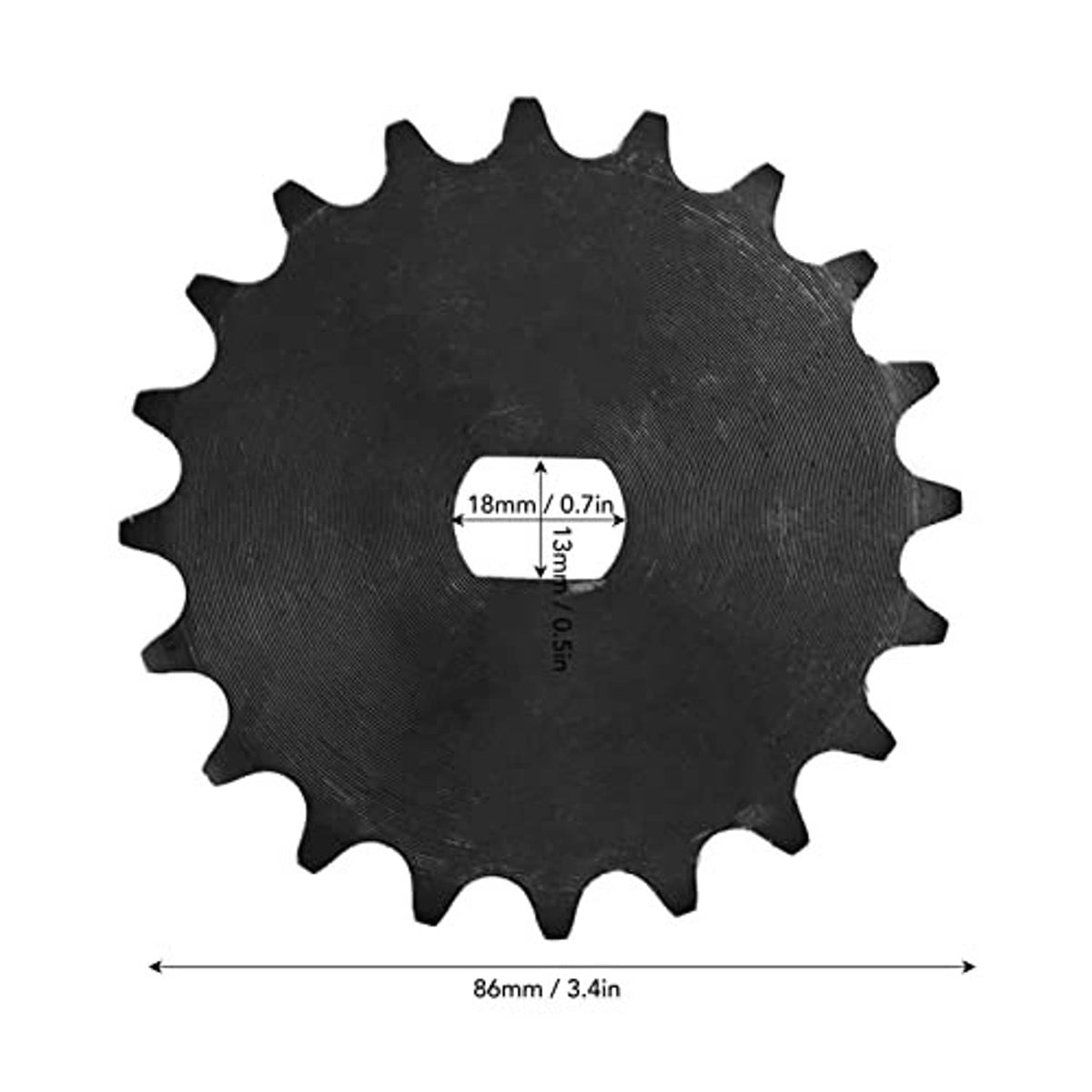20-tooth carbon steel motor sprocket with center bore and toothed profile