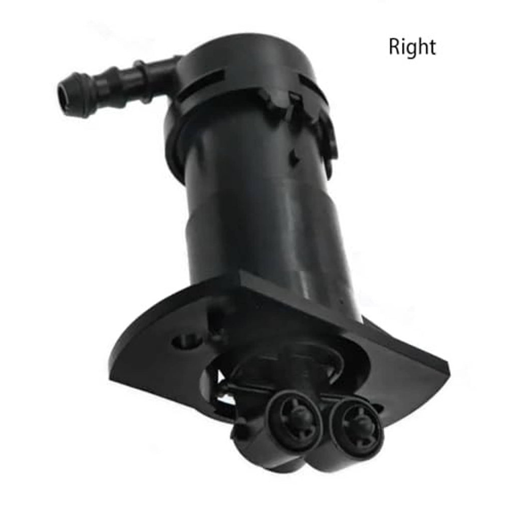 Right headlight washer nozzle sprayer assembly, black housing with two spray jets