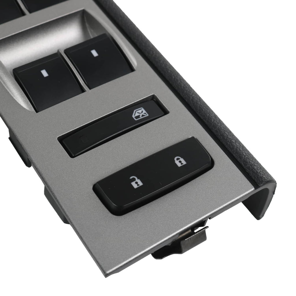 Power window master switch with black bezel, control buttons and icons