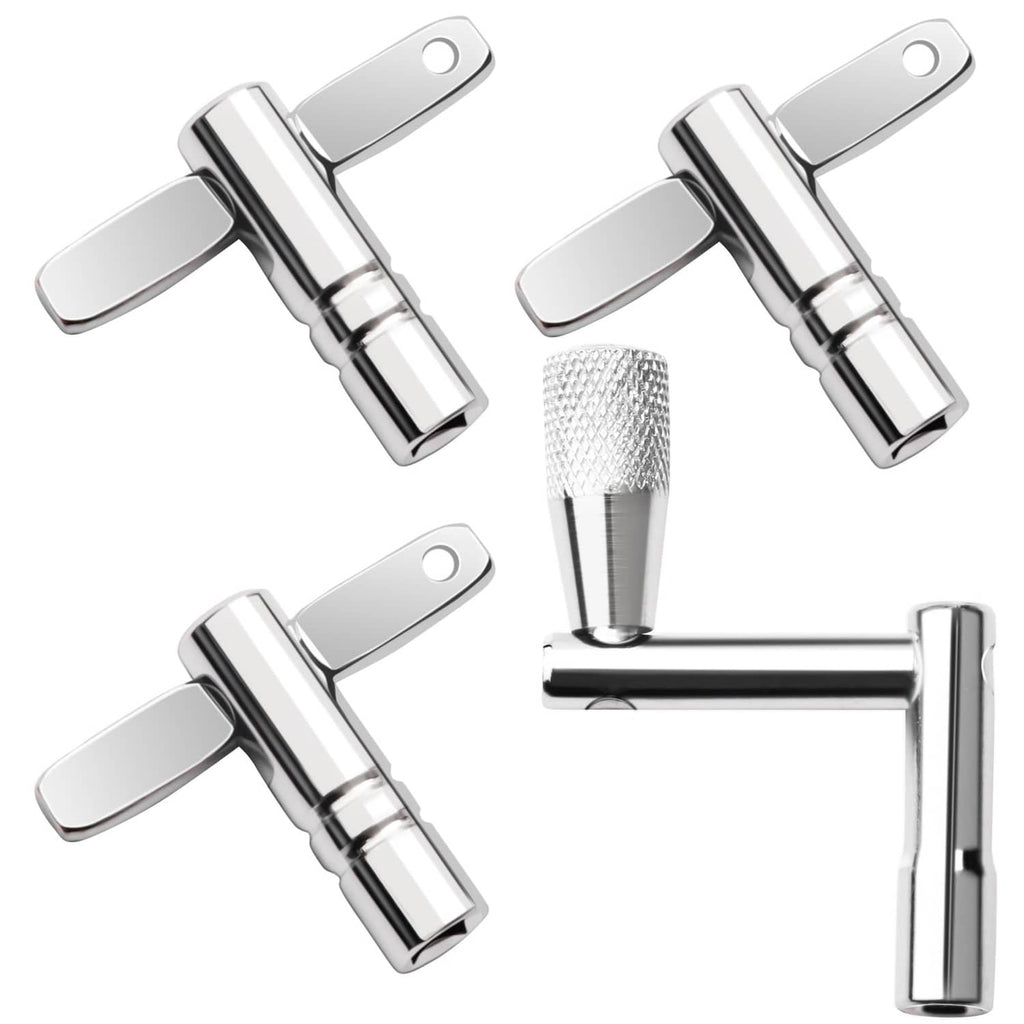 Set of 4 chrome drum tuning keys with folding handle for socket tension rods