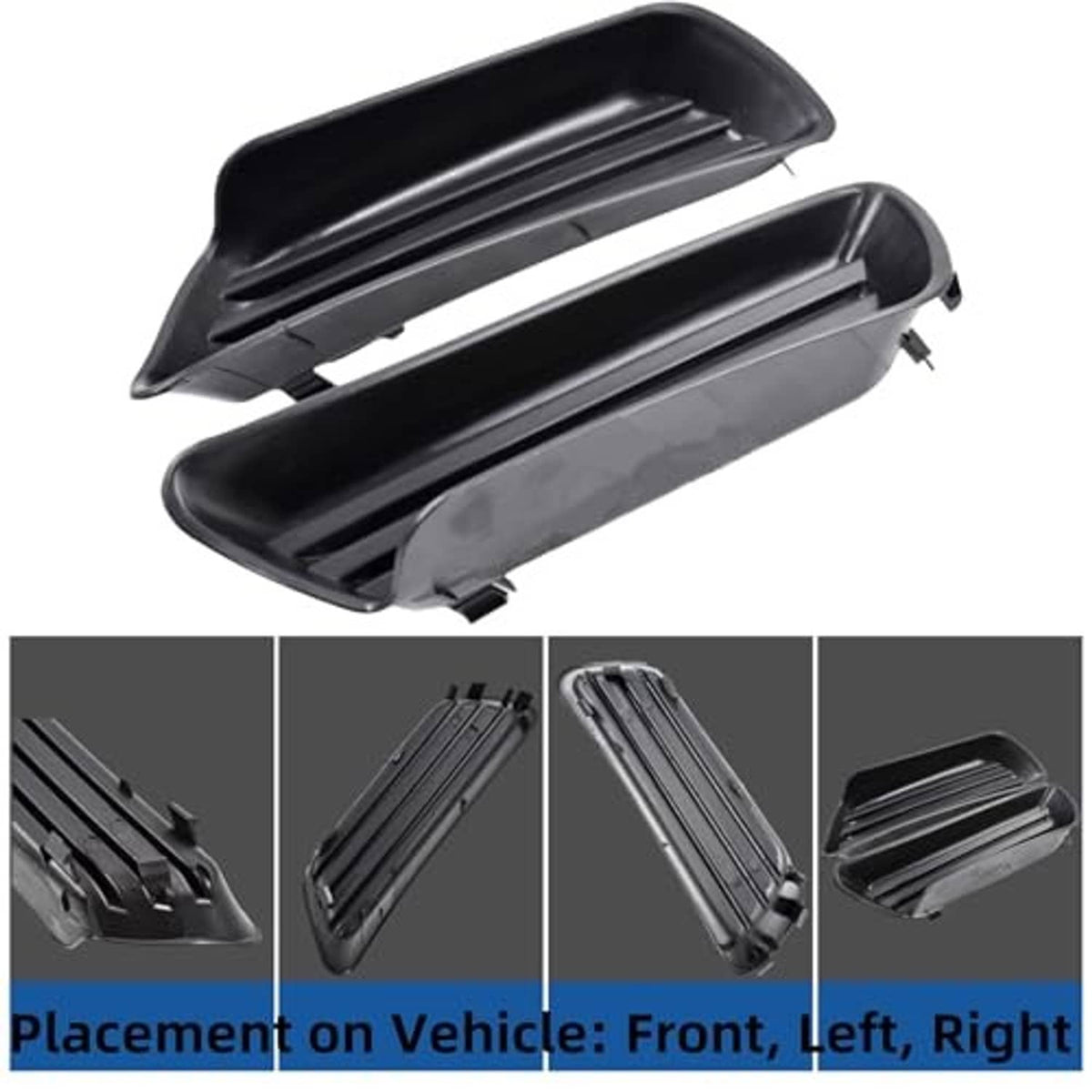 Black fog light cover grille with horizontal bars and corner mounting points