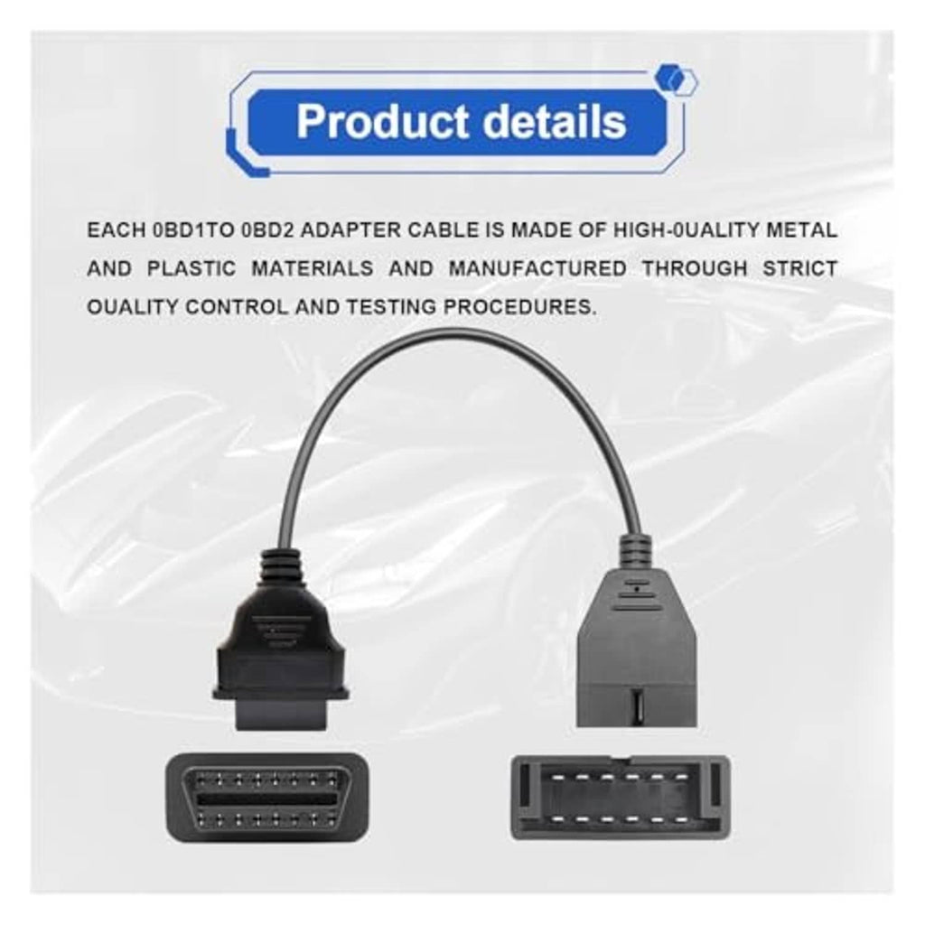 Black OBD adapter cable showing two connector ends with pin arrays