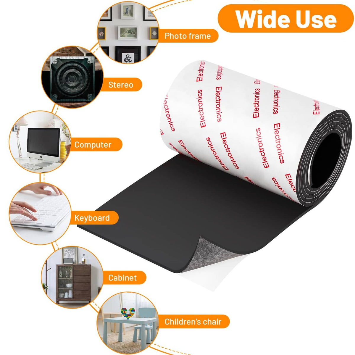 Non-slip adhesive silicone pad roll with a black mat backing sheet