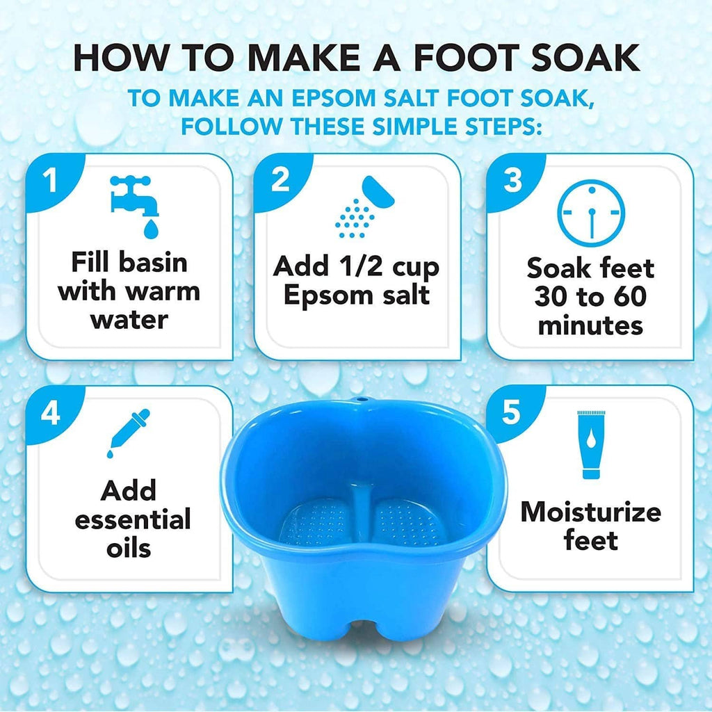 Blue foot bath bowl for soaking feet with bubbly water