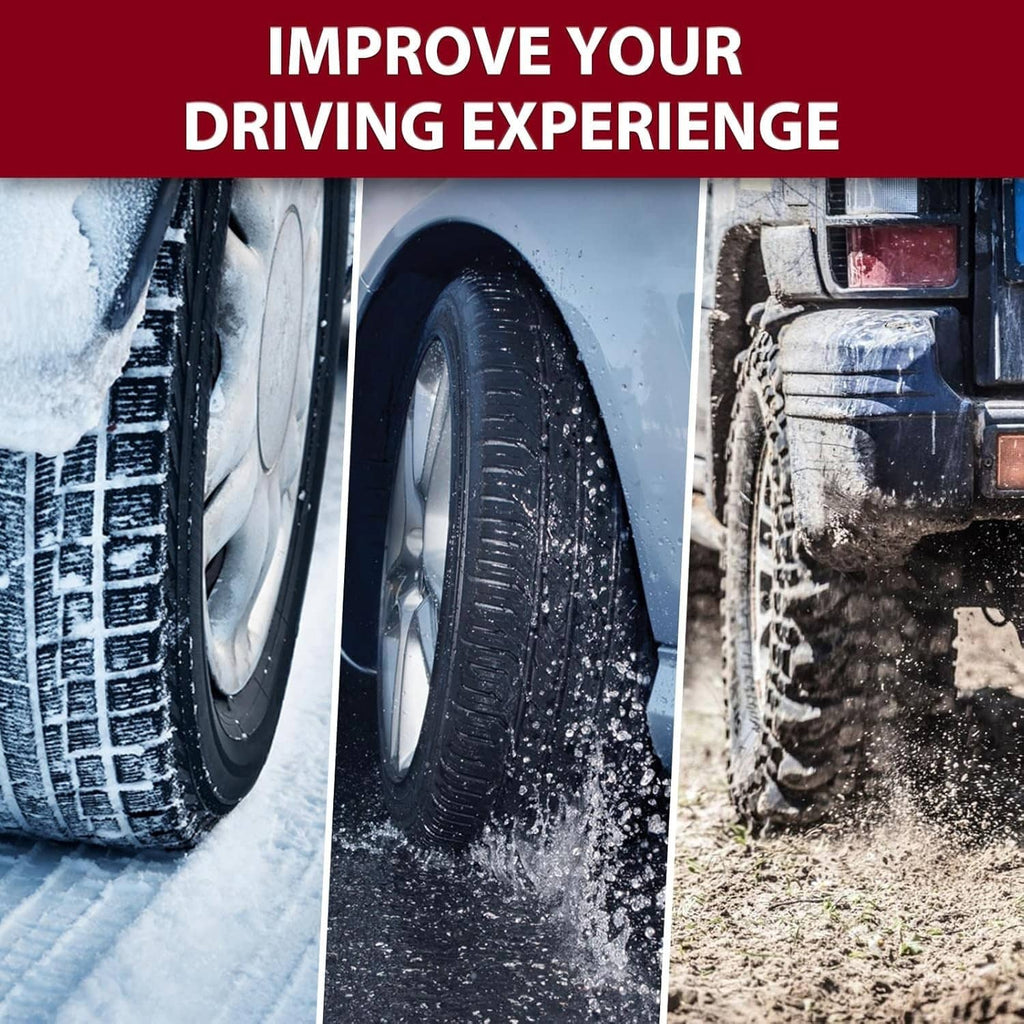 Driving improvement graphic with winter tire and road traction visuals
