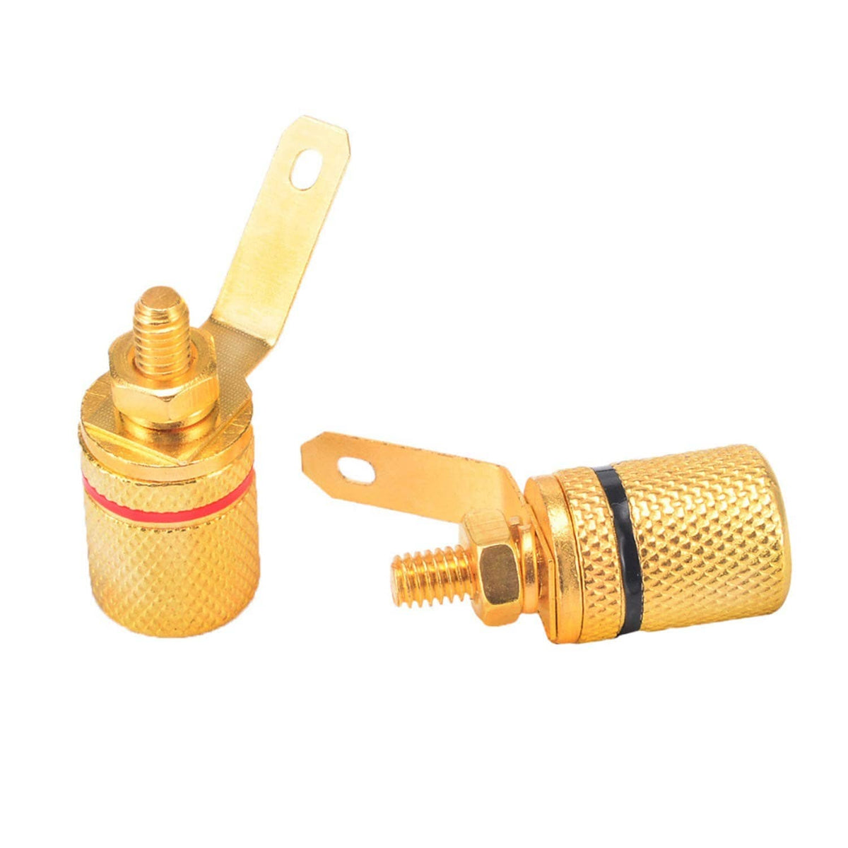 Gold-plated 4mm banana jack female binding post with mounting tab and socket