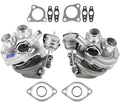 Twin turbocharger set with gaskets and mounting parts, silver metal components