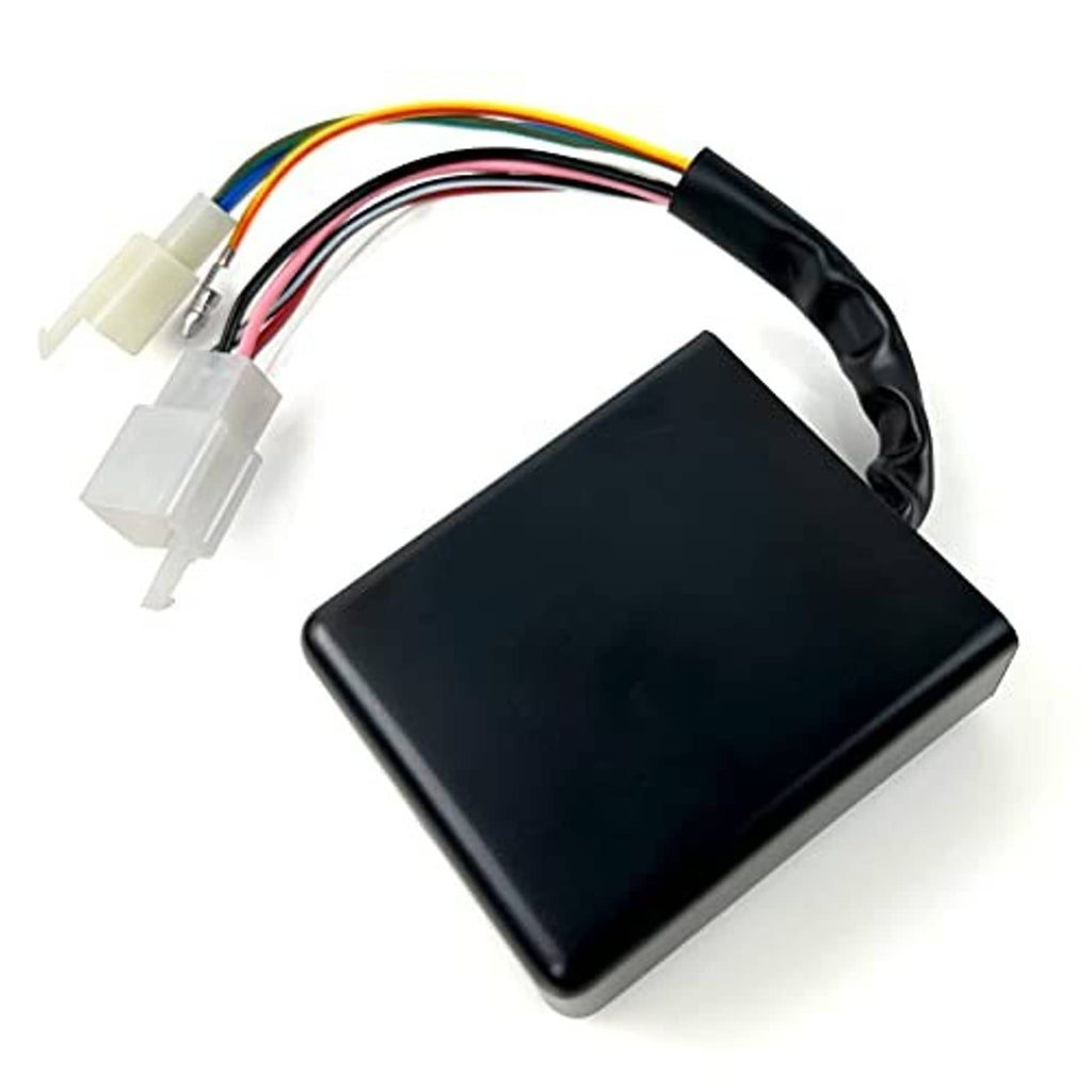 CDI igniter box with black rectangular cover and multi-wire harness with clips
