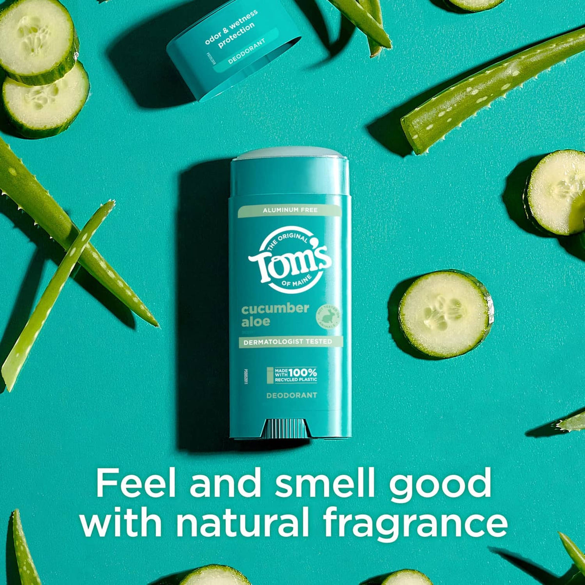 Teal Tom's cucumber aloe aluminum-free deodorant stick with cucumber pieces