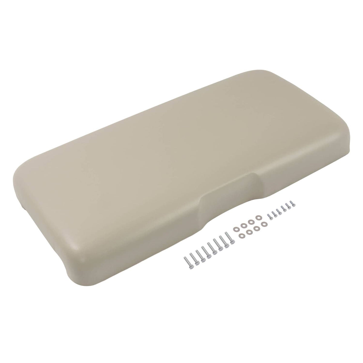 Light beige molded seat bottom cushion with included mounting screws