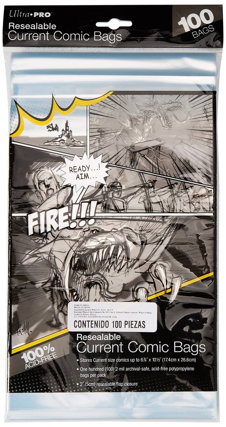 Resealable current comic bags, clear 2-mil polypropylene bag pack