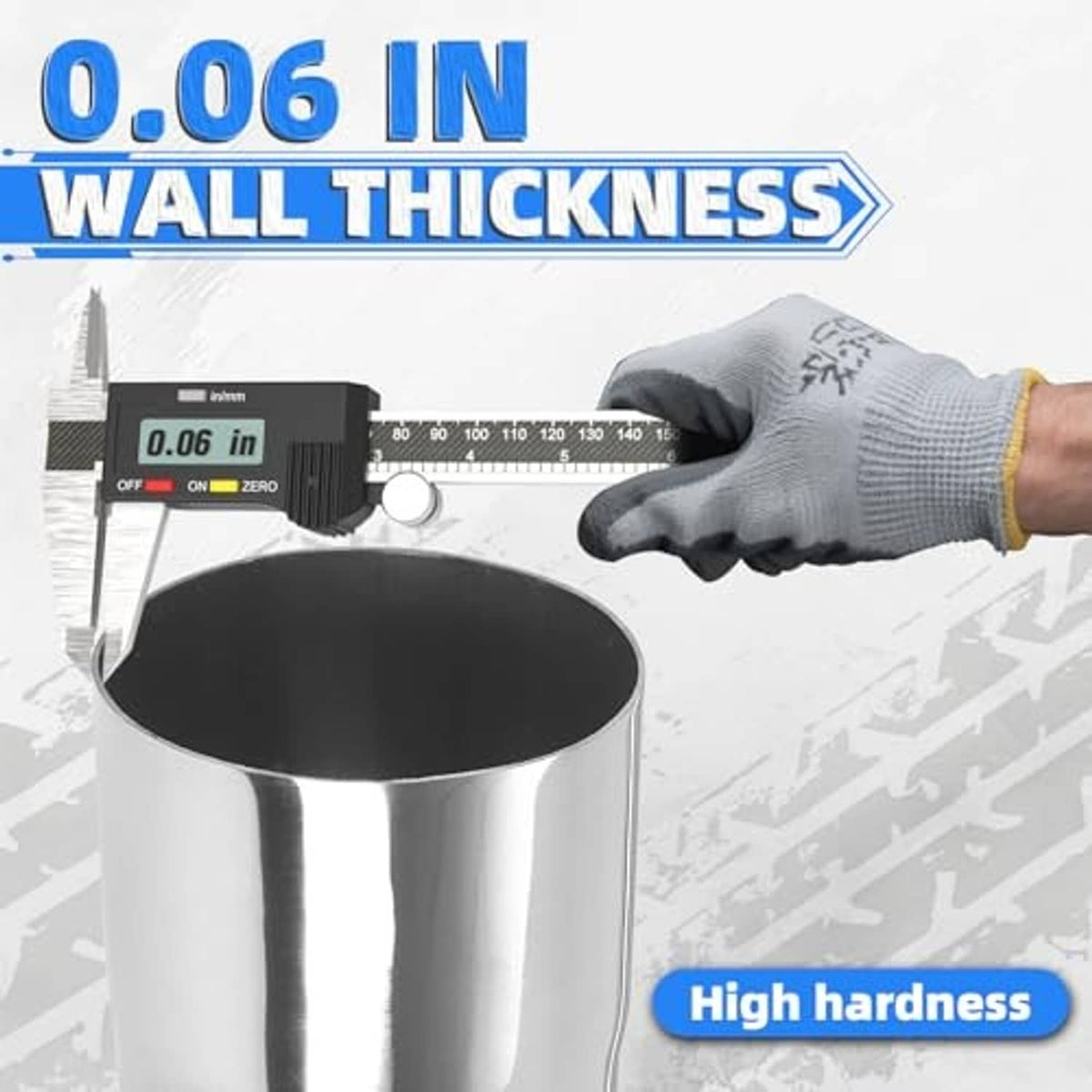 Stainless steel 180-degree exhaust pipe with thick-wall design and measurement gauge