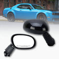 Black passenger side heated power mirror assembly with glossy mirror cap and wiring