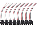 Fuel injector pigtail wiring harness with multiple black connector plugs and red/black leads