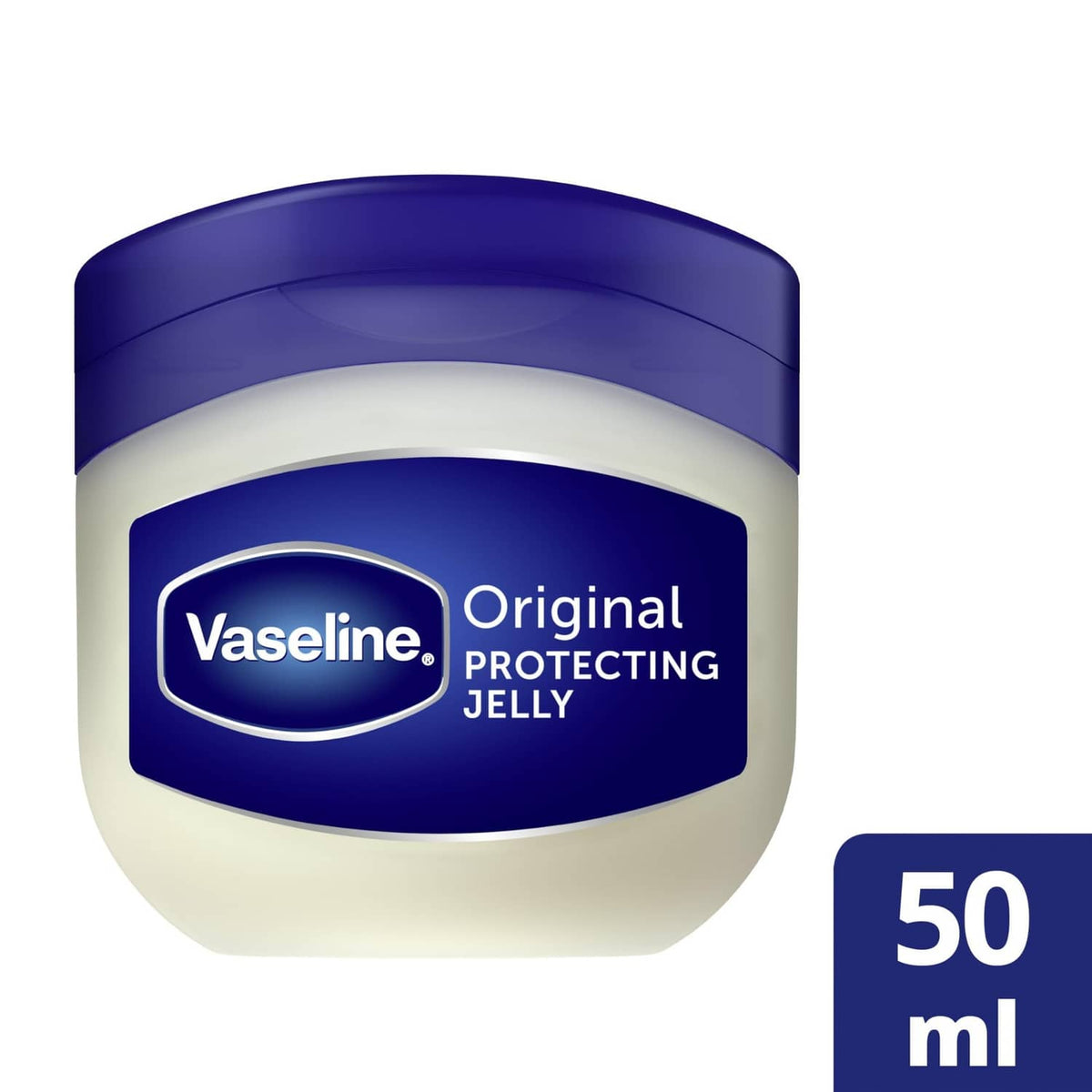 Vaseline Original Protecting Jelly jar with blue label and 50 ml marking