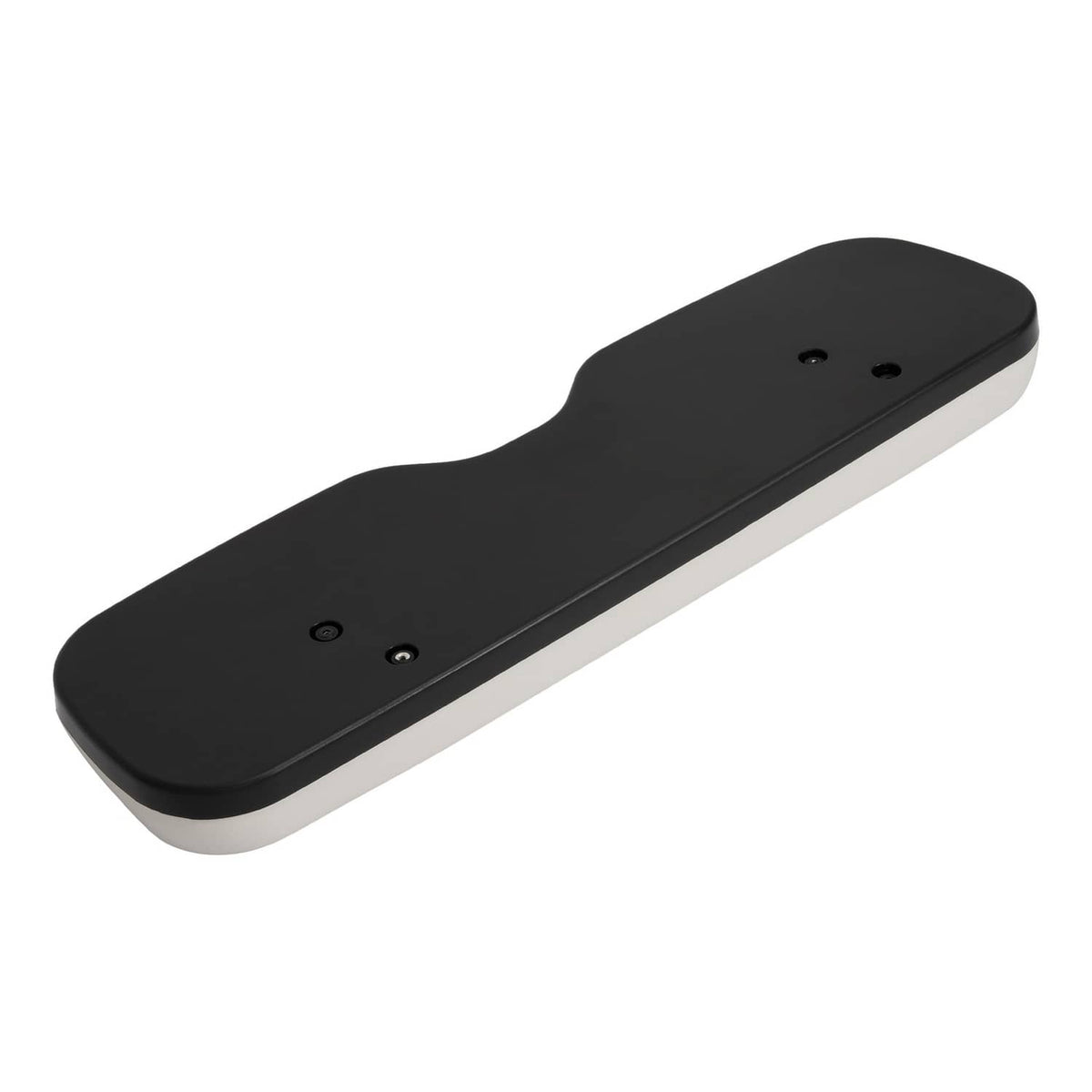 Black backrest cushion with white underside and mounting hole markings