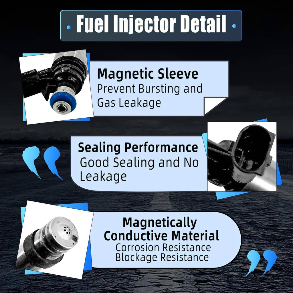 Fuel injector detail with blue seal and black connector end.