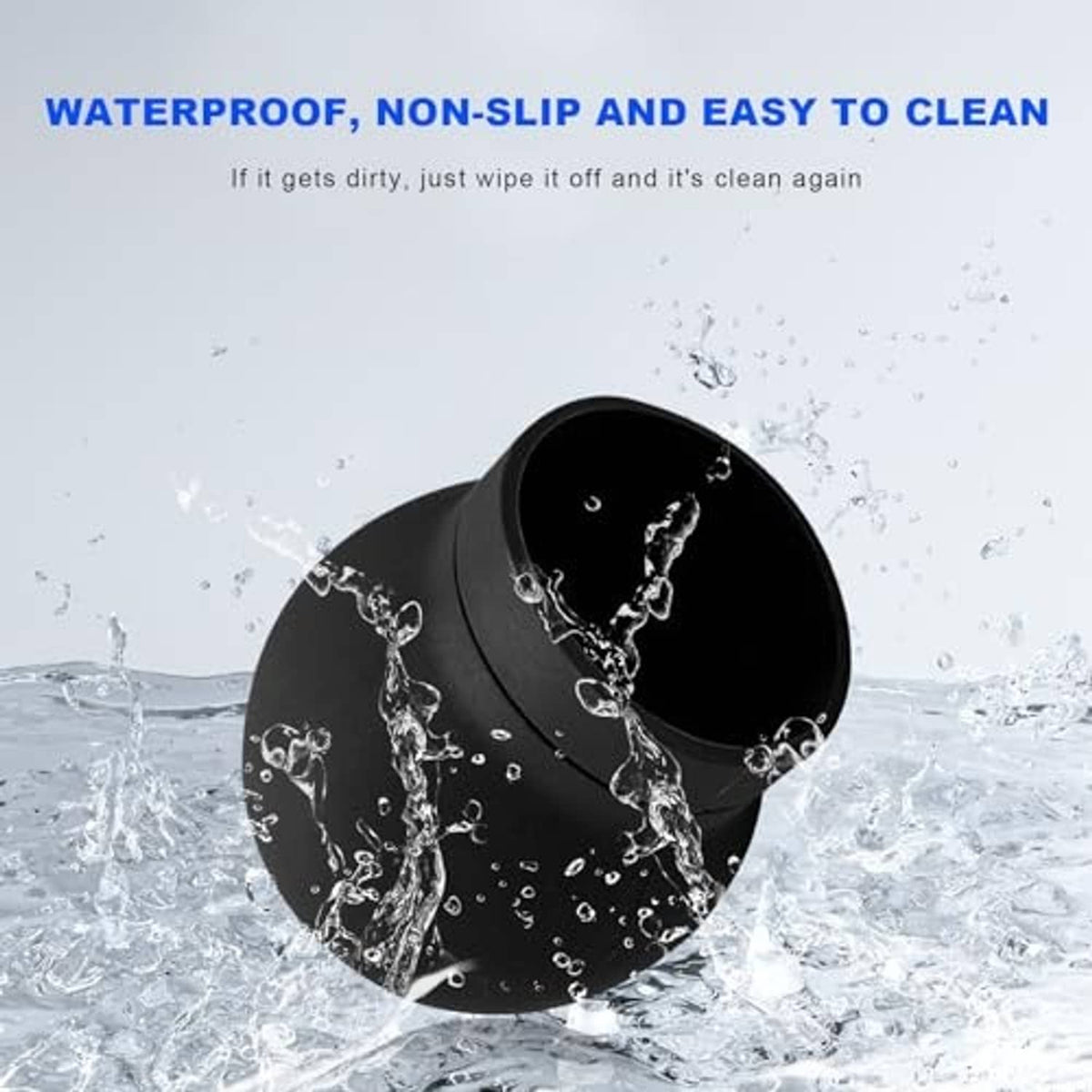 Black gear shift knob cover sleeve with open end, water droplets around cover