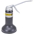 Pistol pump oiler with metal spout and black bottle, threaded pump top