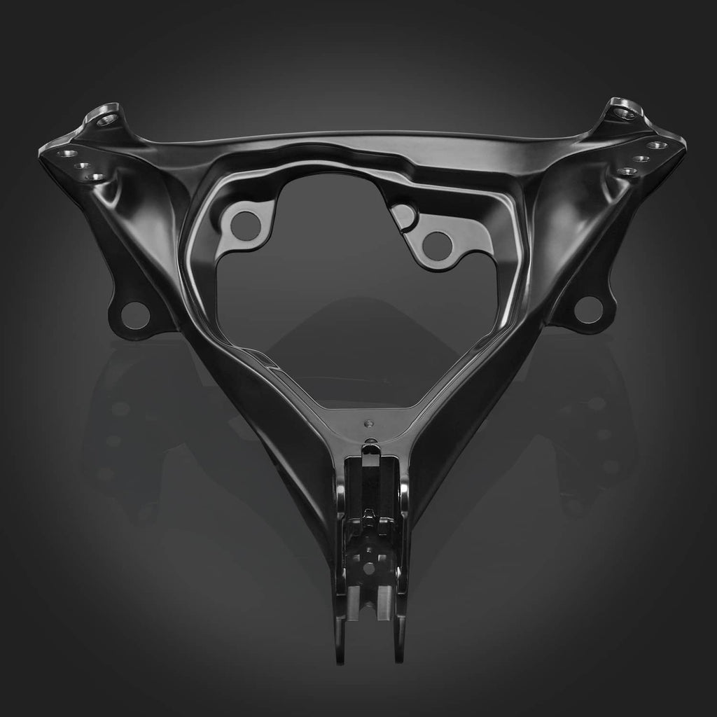 Black headlight bracket with triangular frame, two strap mounts, and bolt holes