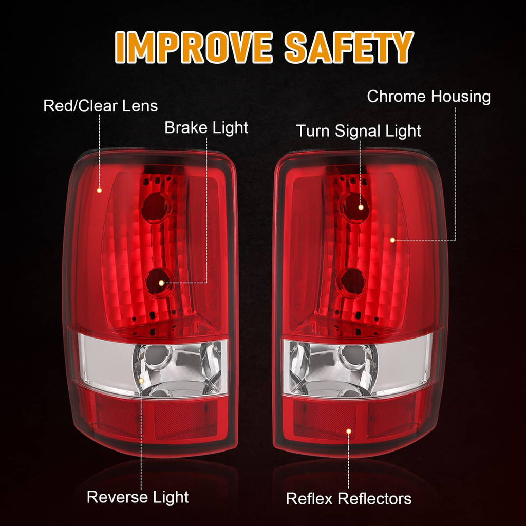 Red and clear tail light assembly with chrome housing, front lens and reflectors