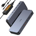 Space gray USB-C multiport docking station with front ports and connected cables