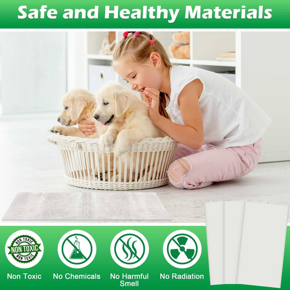 White glue trap sheet with non-toxic, no chemicals, no radiation safety badges