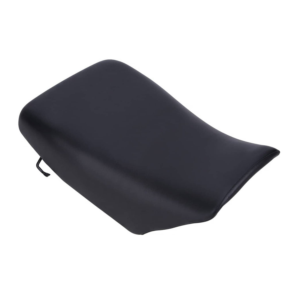 Black ATV seat cushion with curved shape and side seam