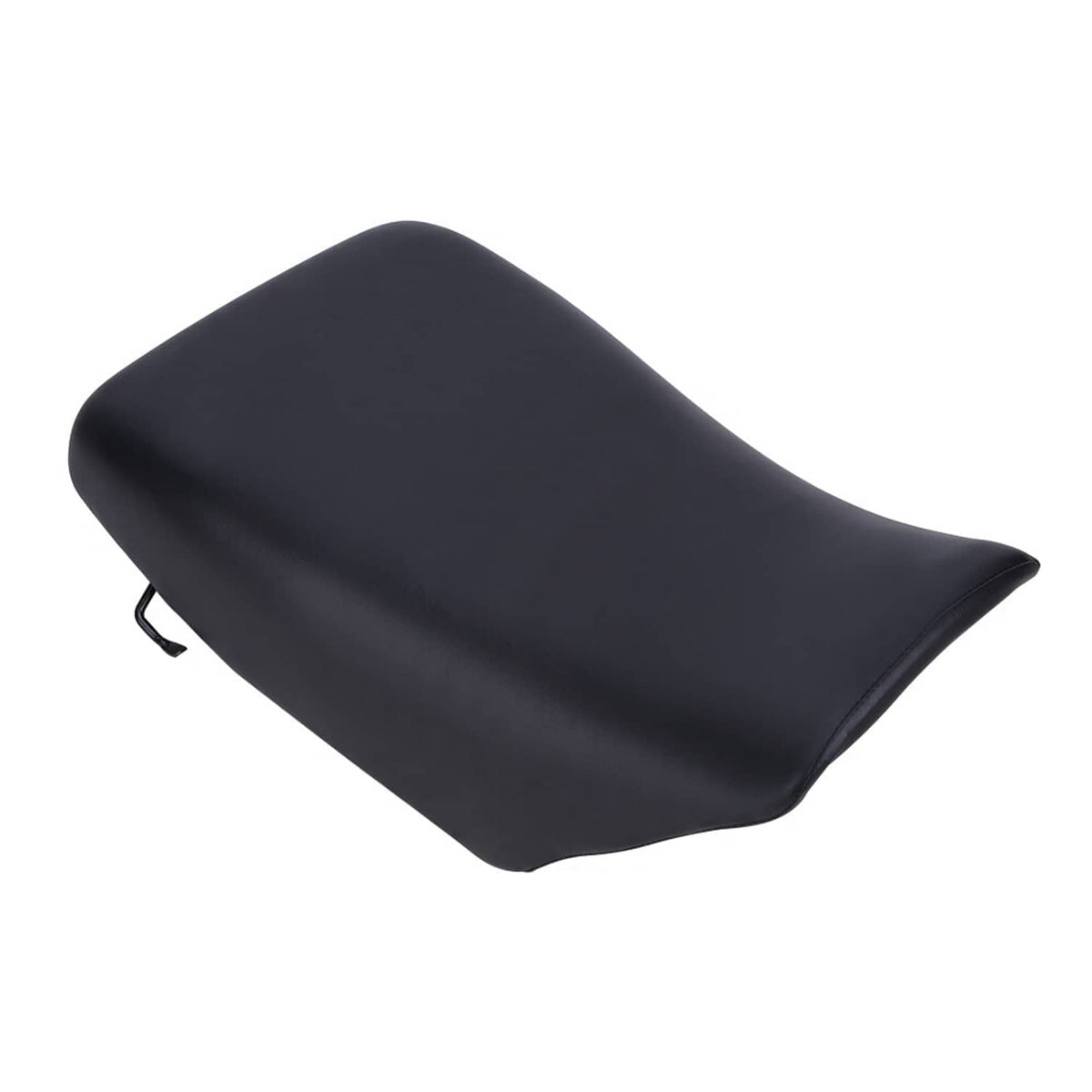 Black ATV seat cushion with curved shape and side seam
